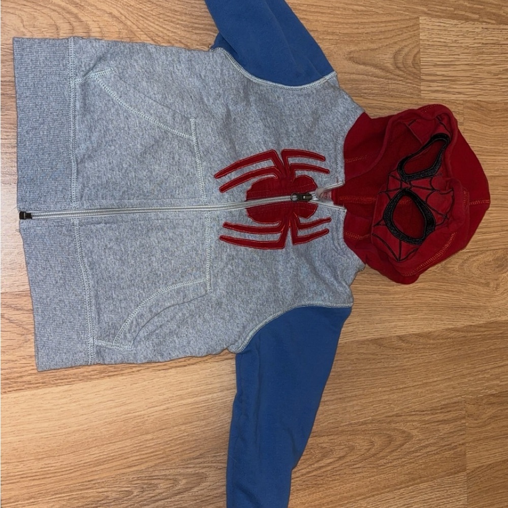 Hanna Anderson- Red and Blue Spider Hoodie with attached mask